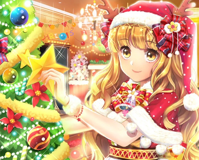 Girl Decorating Christmas Tree — Red