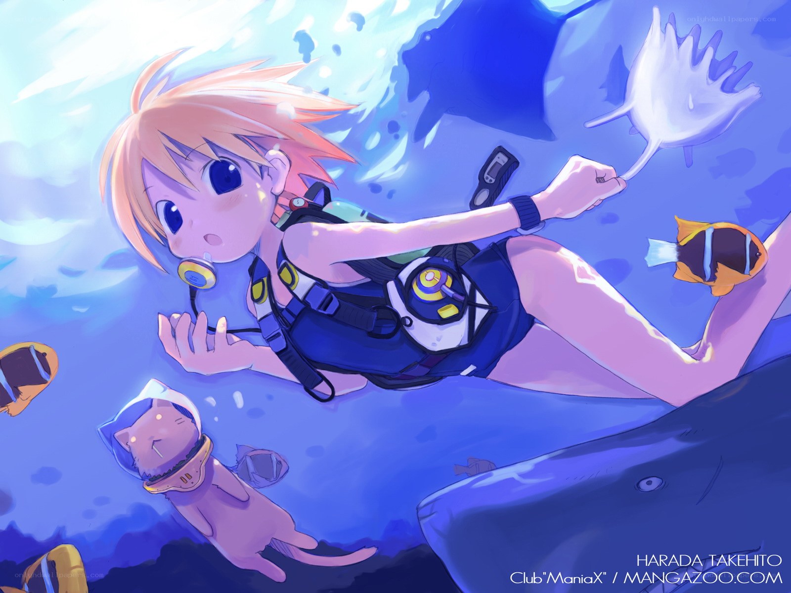 girl diving underwater