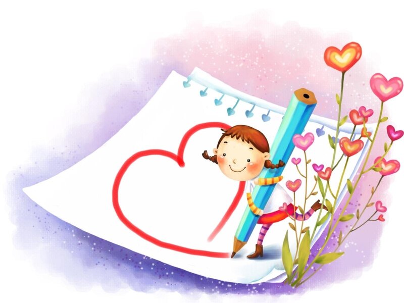 Girl Drawing Heart — White