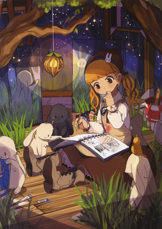 girl drawing in a treehouse