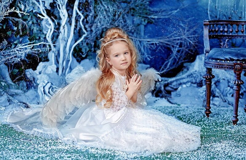 Girl Dressed as an Angel — White, Serene