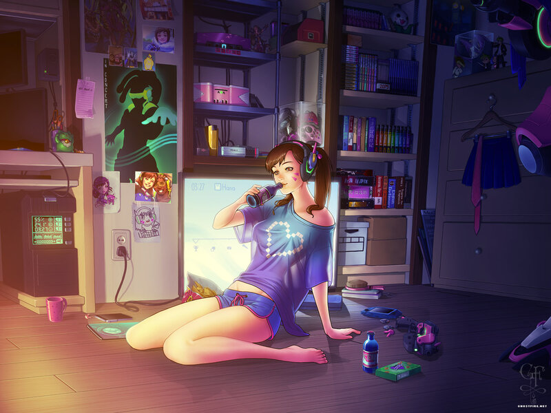 Girl Drinking Soda — Purple