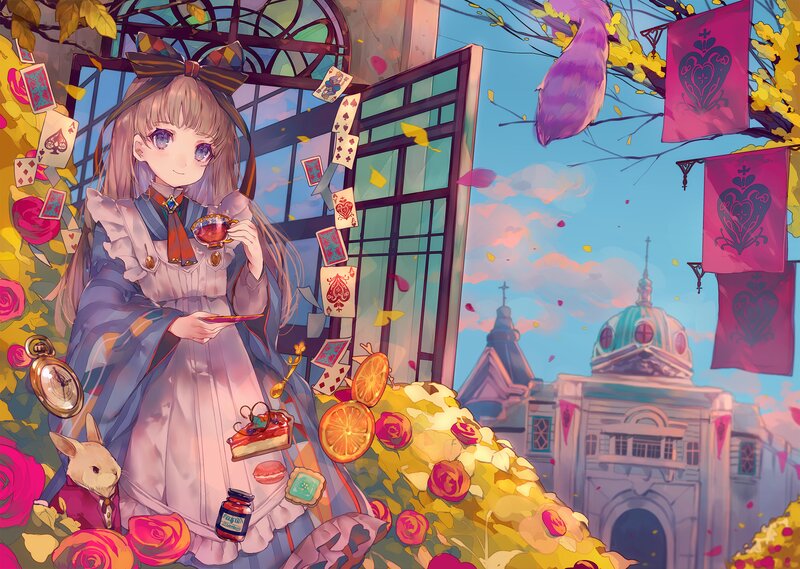 Girl Drinking Tea — Yellow
