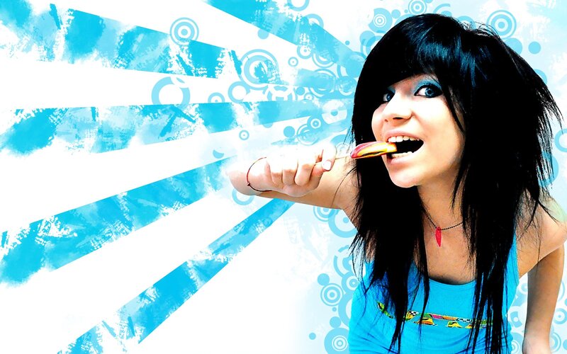 girl eating a lollipop