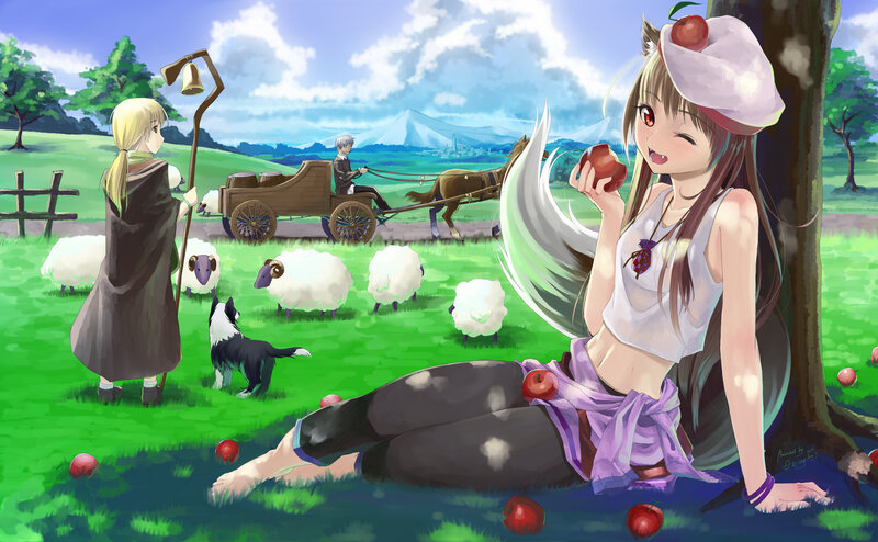 Girl Eating Apple — Green, Peaceful