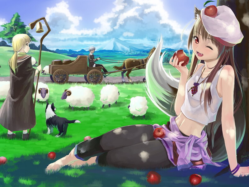 Girl Eating Apple — Green, Serene