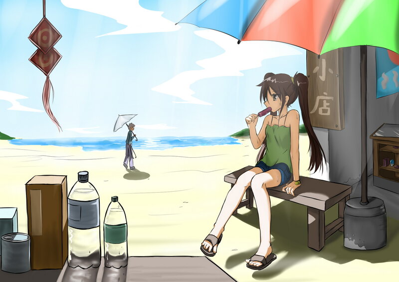 Girl Eating Ice Cream — Blue