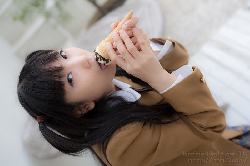 girl eating ice cream cone