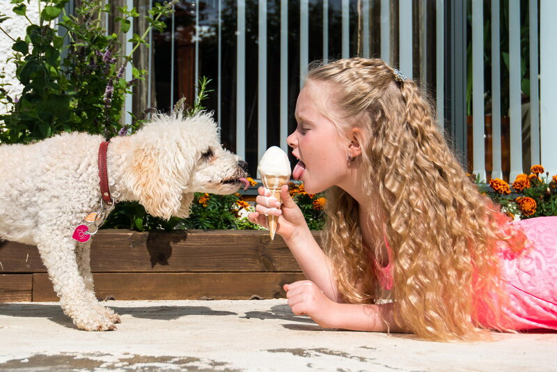 Girl Eating Ice Cream — Pink