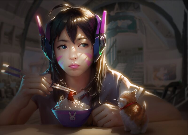 Girl Eating Rice