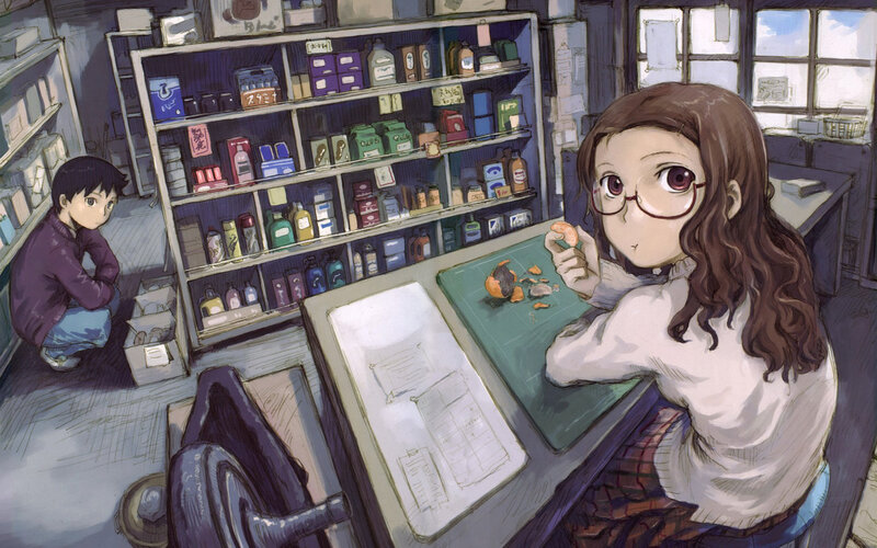 Girl Eating Snack at Desk