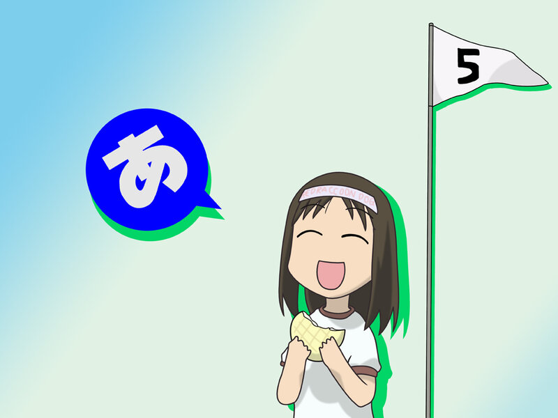 girl eating snack near flag