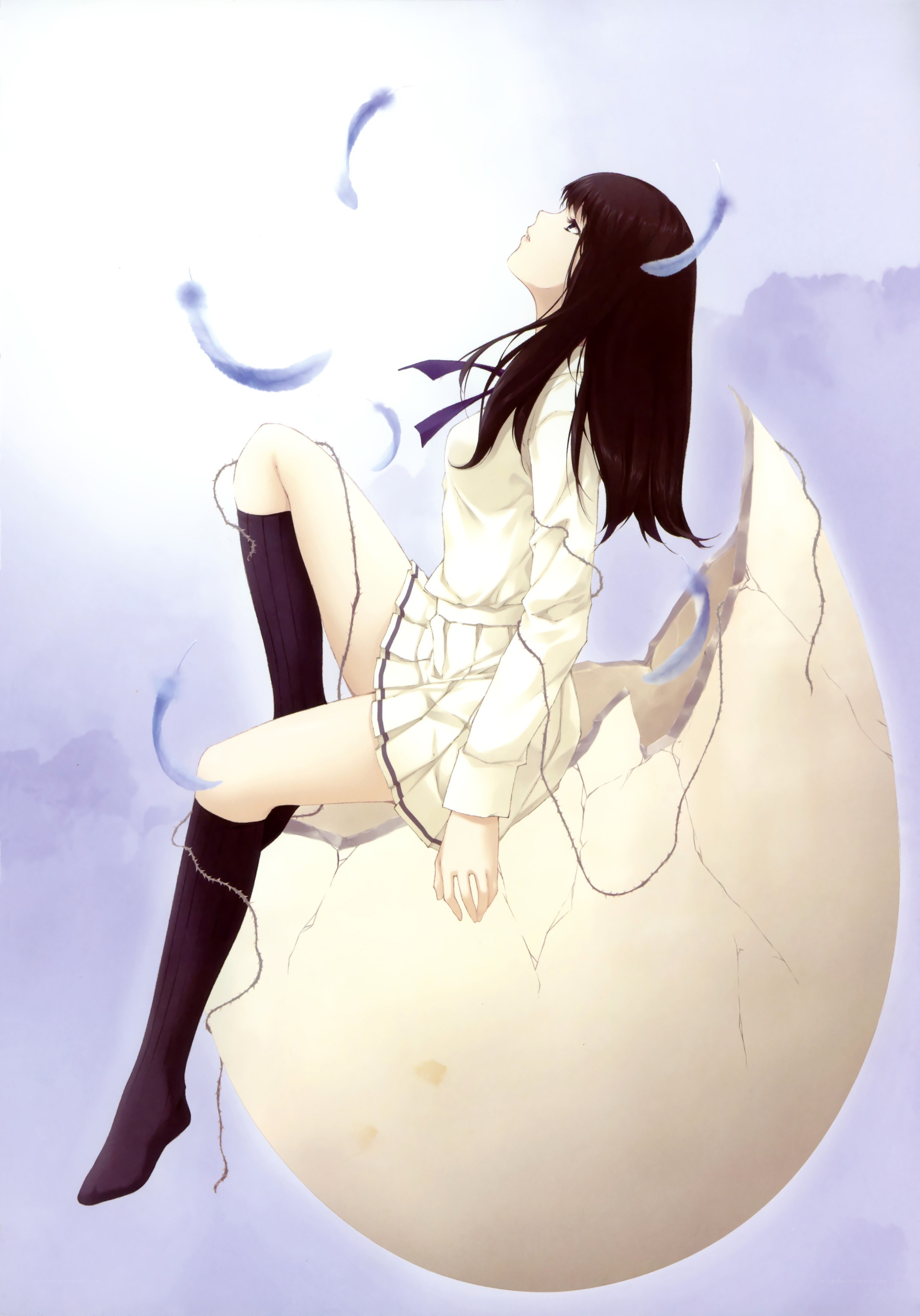 girl emerging from an egg