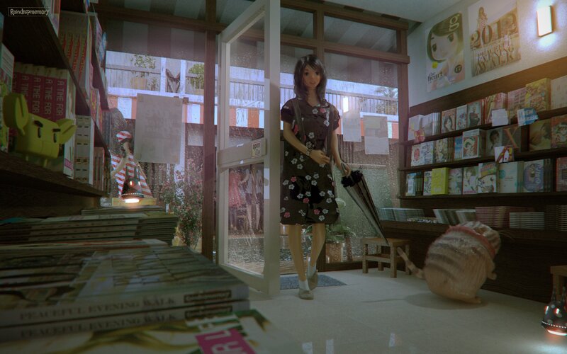 Girl entering a bookstore