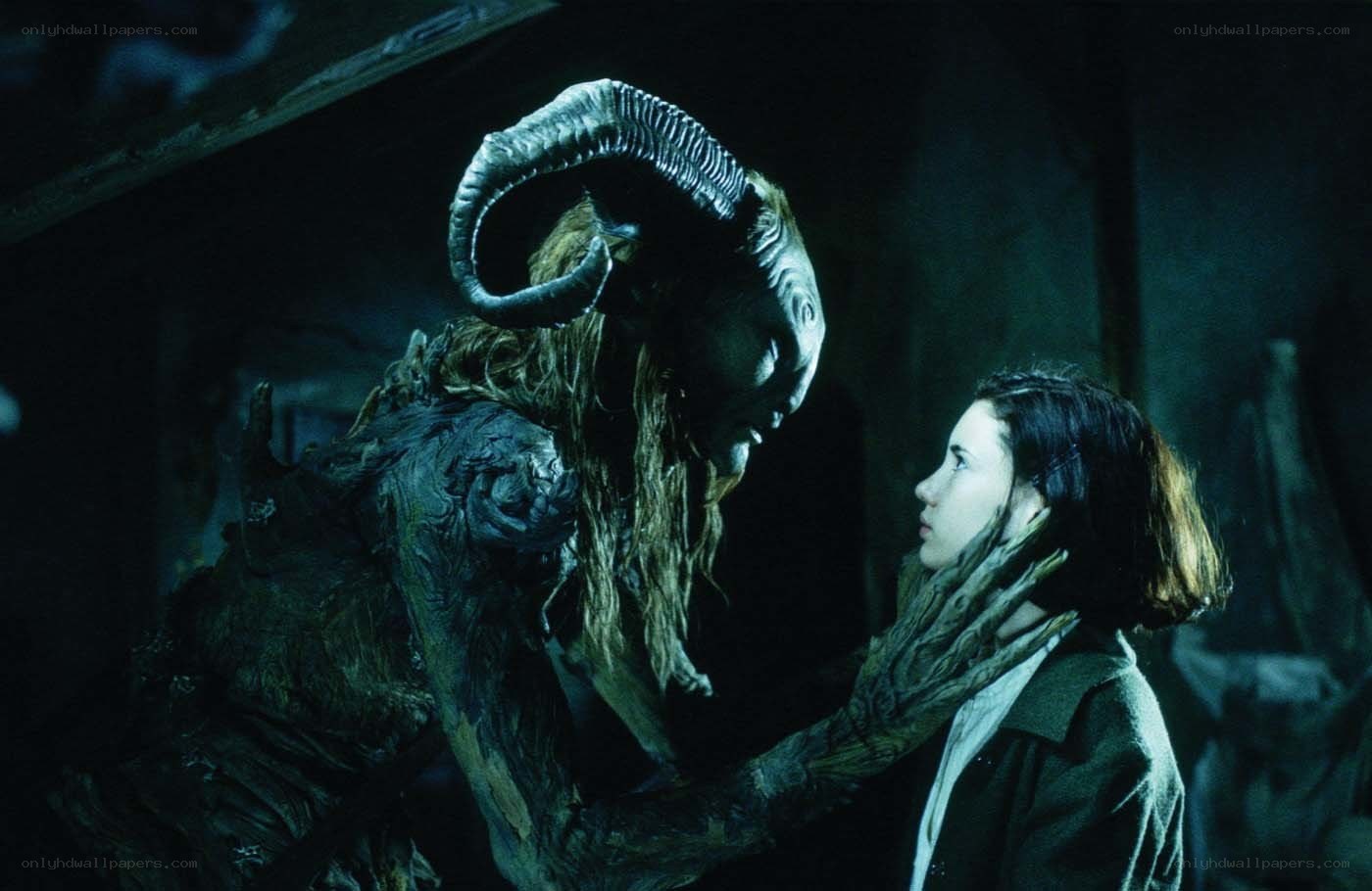 Girl facing a horned creature