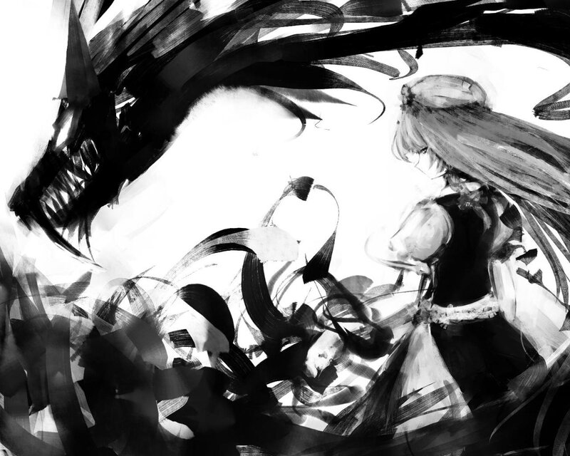 Girl Facing Dragon — Black