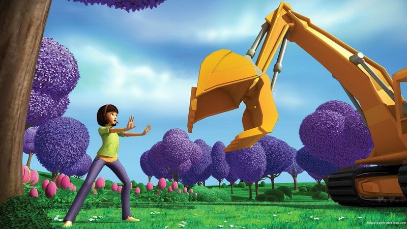 Girl Facing Excavator