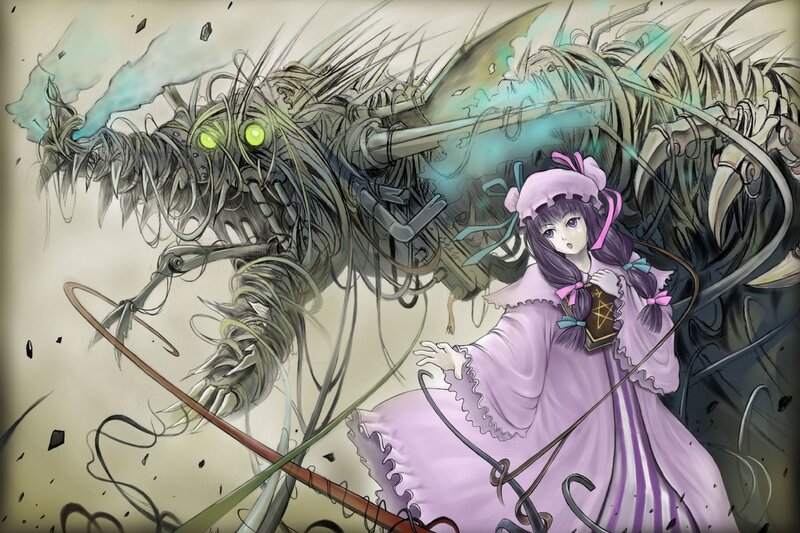 Girl Facing Mechanical Monster — Purple
