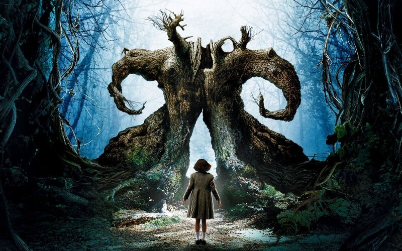 Girl Facing Tree Monster — Blue