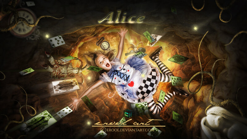 Girl Falling Down Rabbit Hole