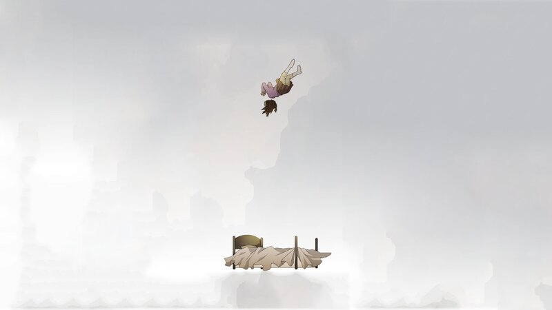 Girl falling from bed