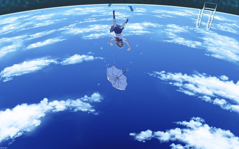 Girl Falling from Sky — Blue