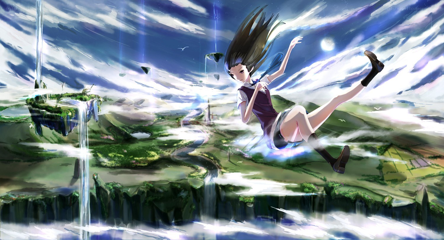 girl falling through a dream world