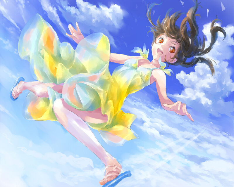 Girl Falling Through Sky — Blue, Dynamic