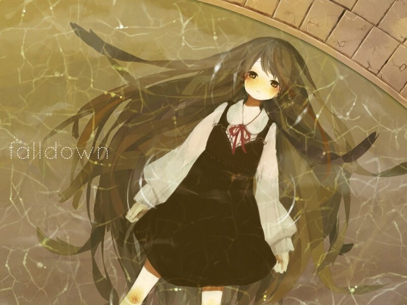 girl falling underwater