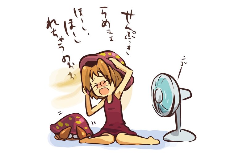 girl fanning herself in heat
