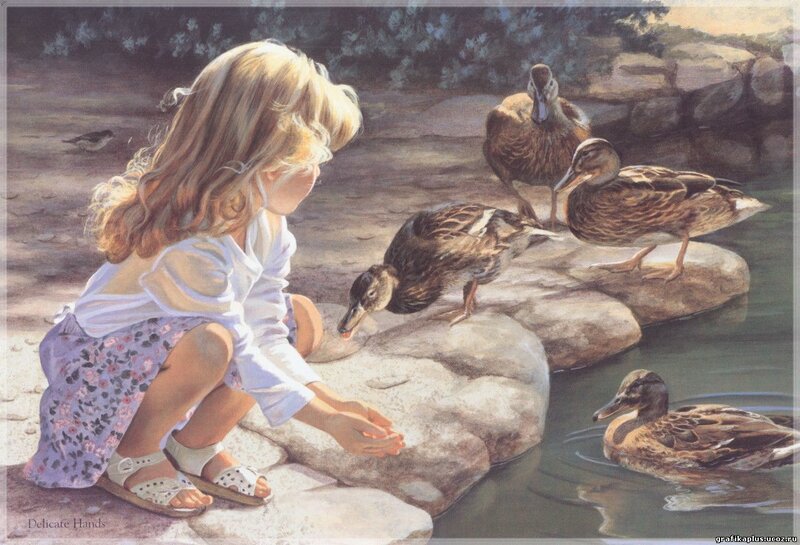 Girl Feeding Ducks