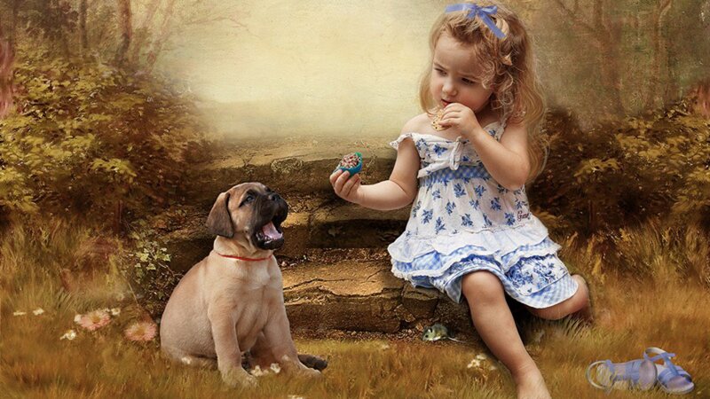 Girl Feeding Puppy