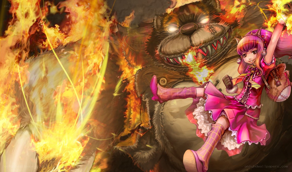 girl fighting a fire monster