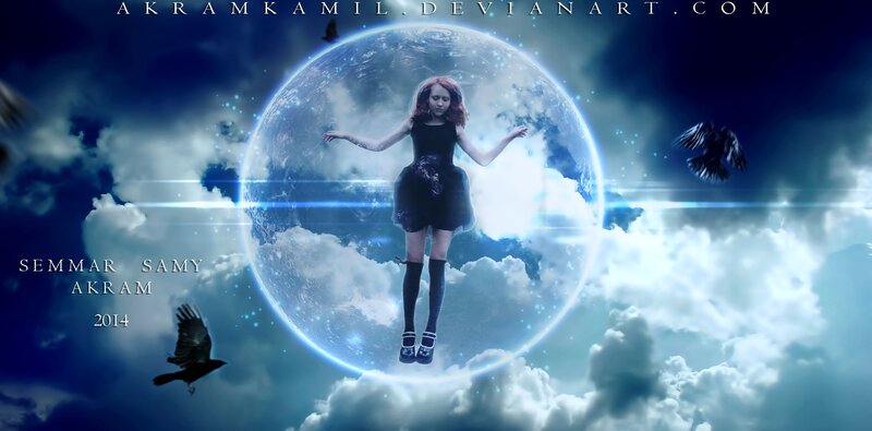 Girl Floating in Clouds