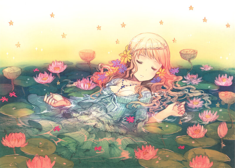 Girl Floating in Pond