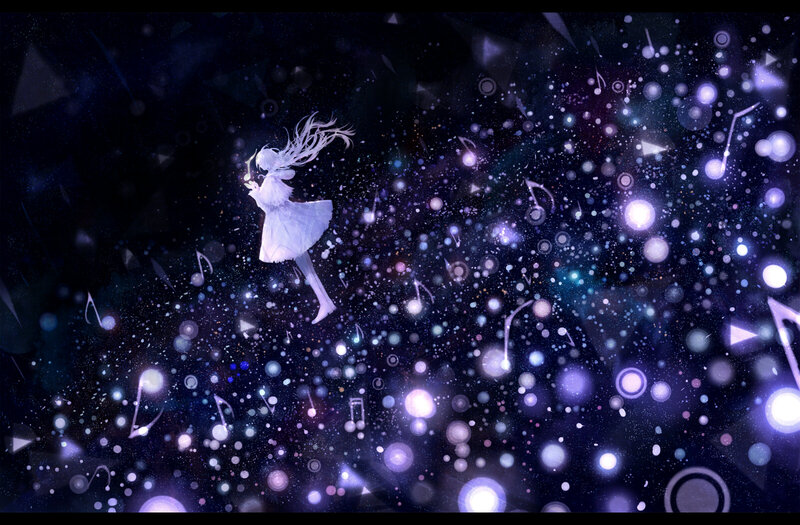 Girl Floating in Space — Purple, Dreamy