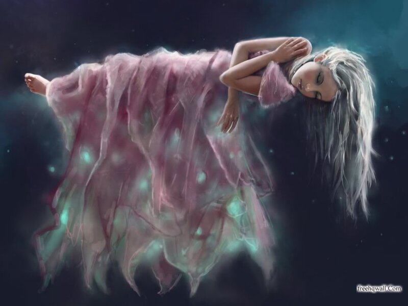 Girl Floating in Space — Purple