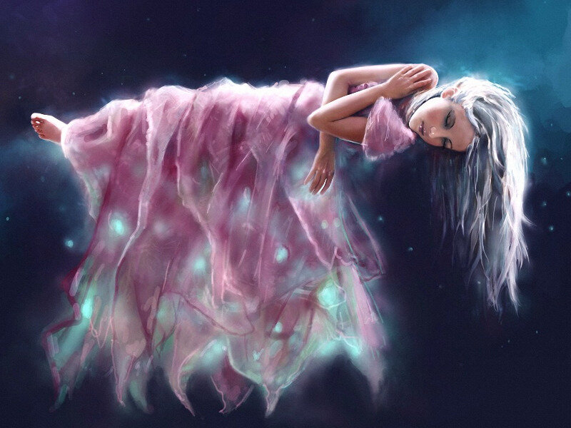 Girl Floating in Space