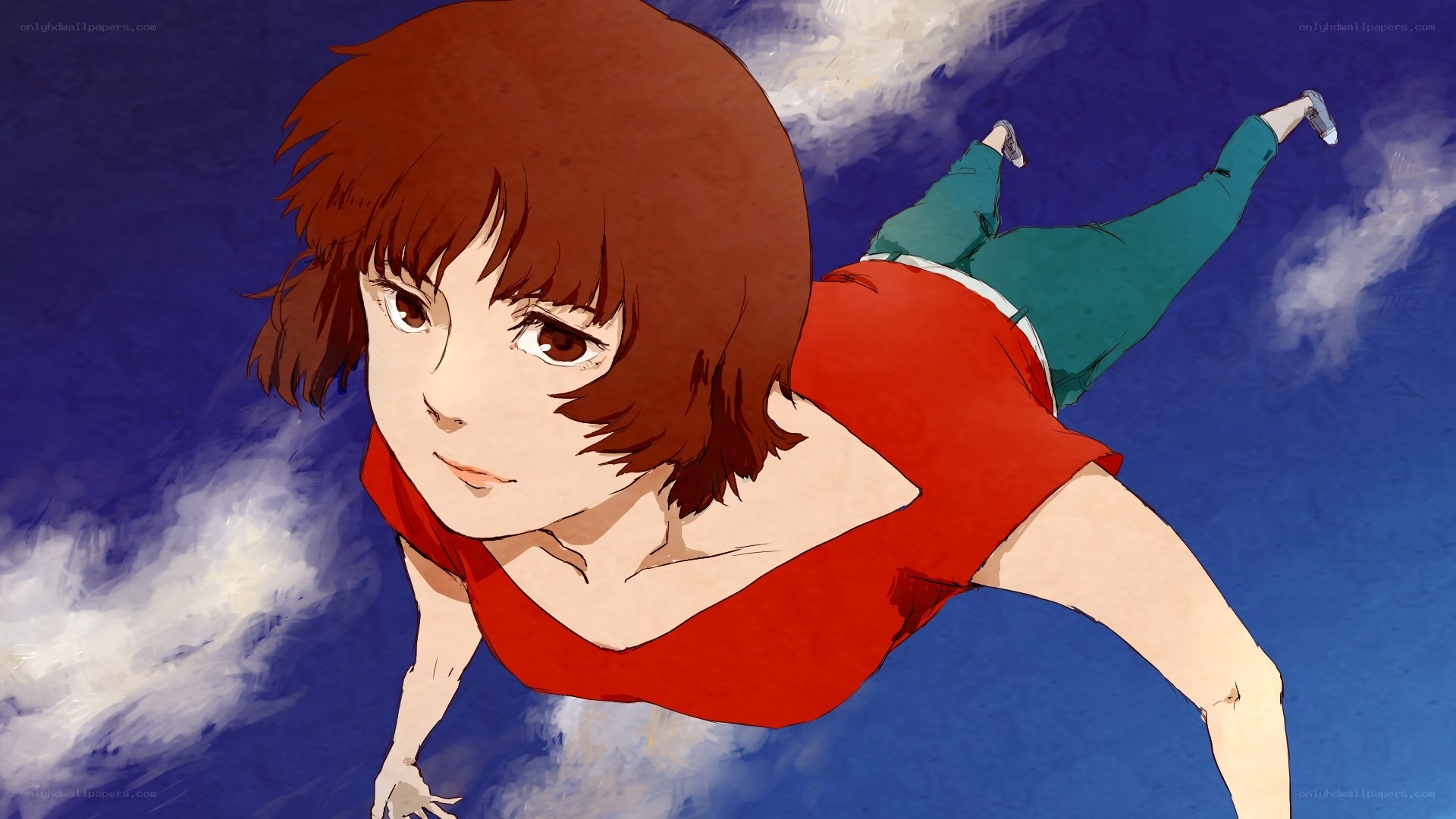 girl floating in the sky