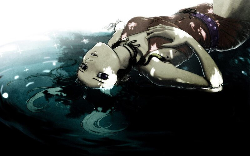 girl floating in water
