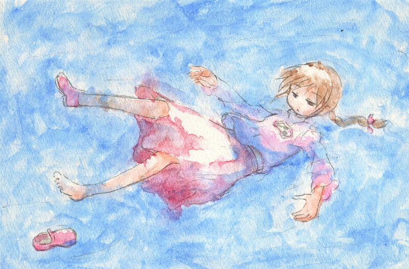 girl floating in water
