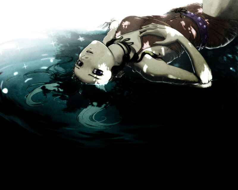 Girl Floating in Water — Blue, Dramatic