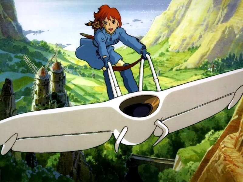 girl flying on a glider
