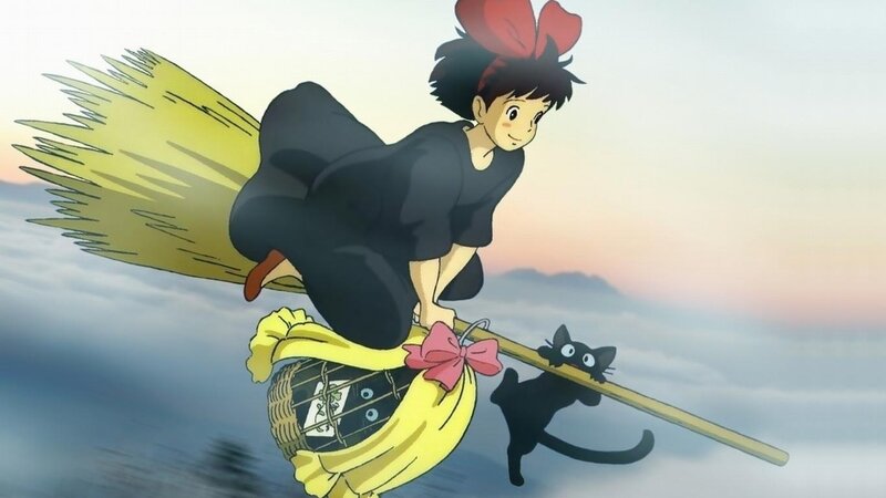Girl Flying on Broom