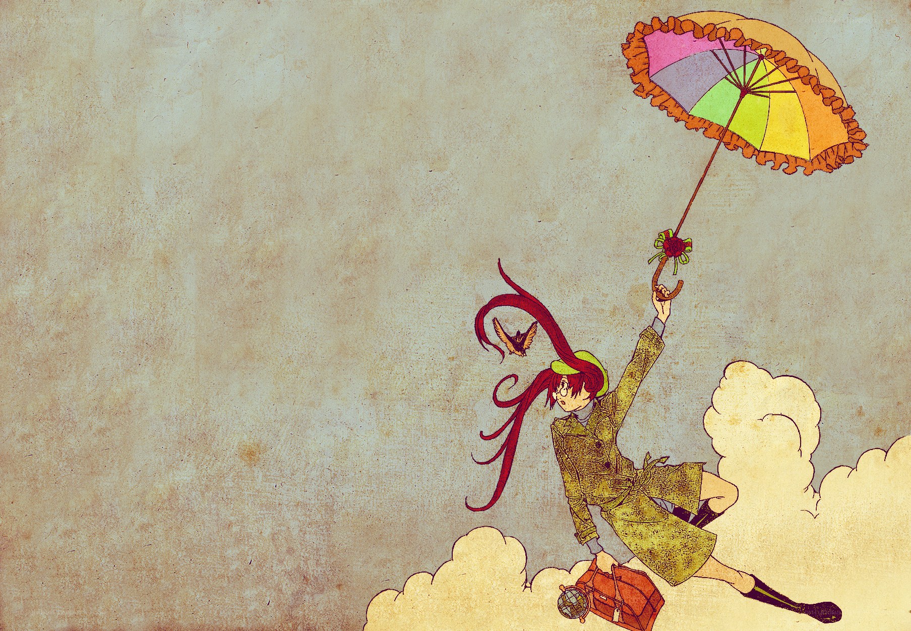 girl flying with umbrella