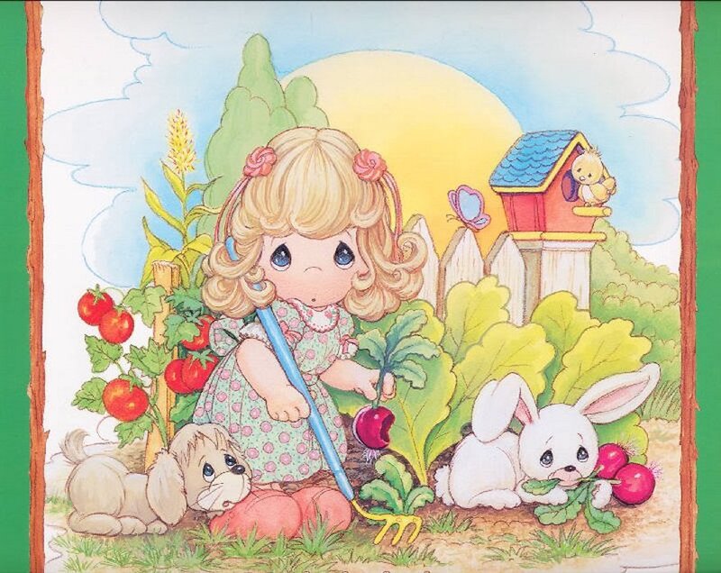 Girl Gardening with Animals