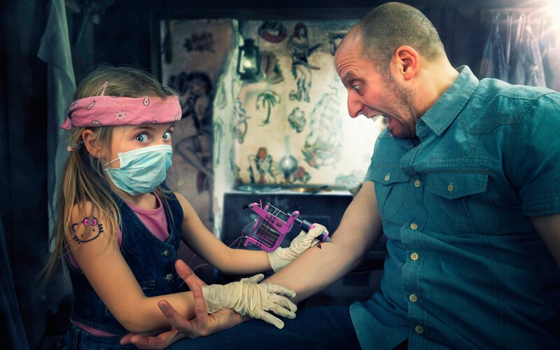 Girl Giving Tattoo