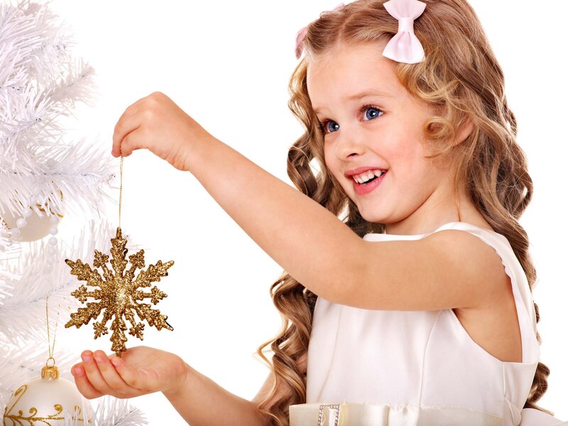 Girl Hanging Ornament — White, Festive