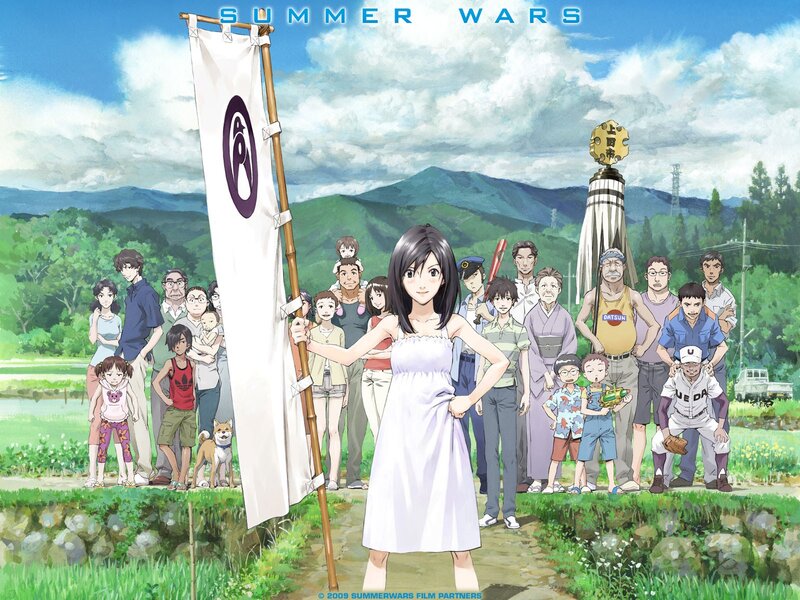 Girl Holding a Banner — Green, Serene, Summer, Anime, Flag