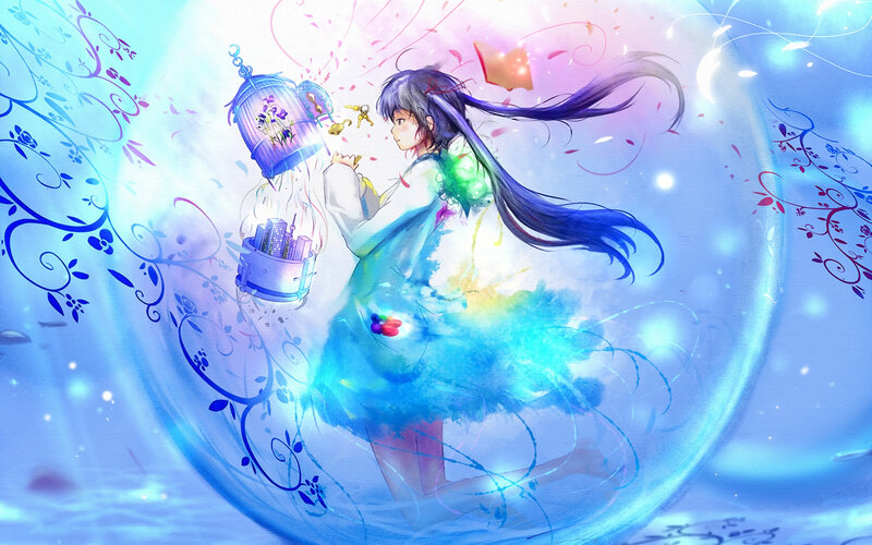 Girl Holding a Birdcage